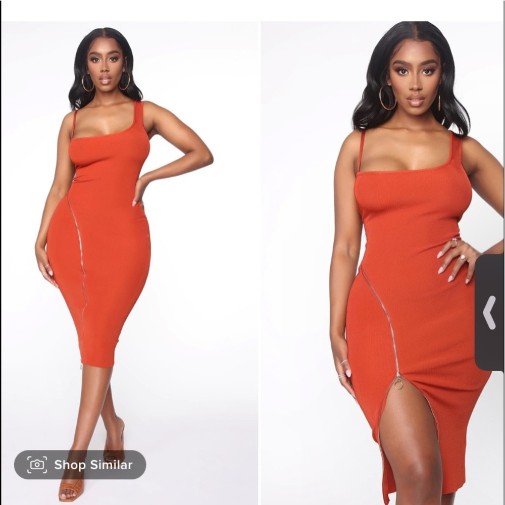 Sexy midi orange dress